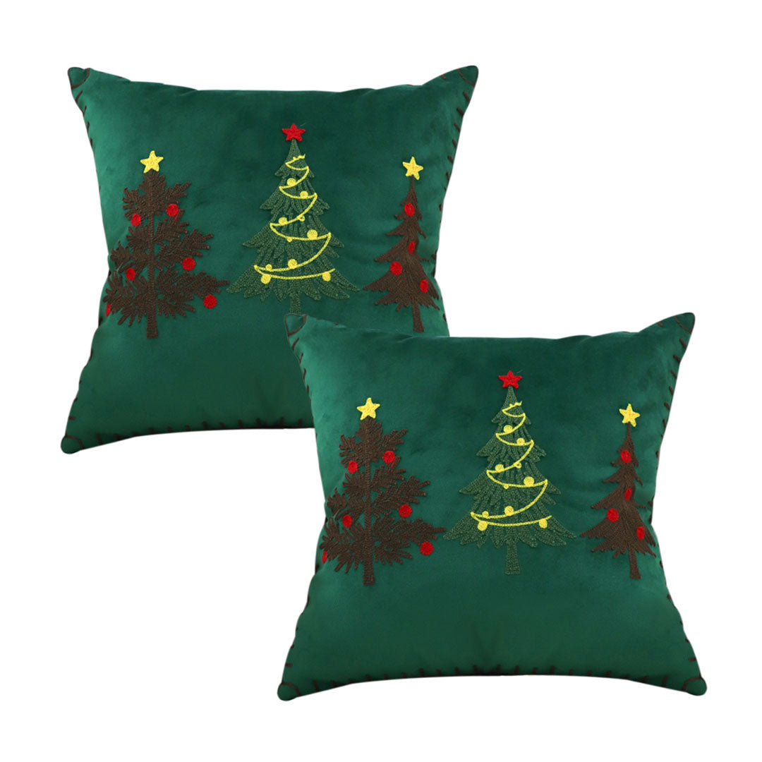 SOGA 2X 45cm Christmas Tree Trio Pillowcase (Green)