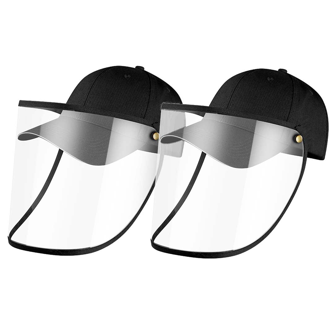 2X Outdoor Protection Hat Anti-Fog Pollution Dust Saliva Protective Cap Full Face HD Shield Cover Adult Black