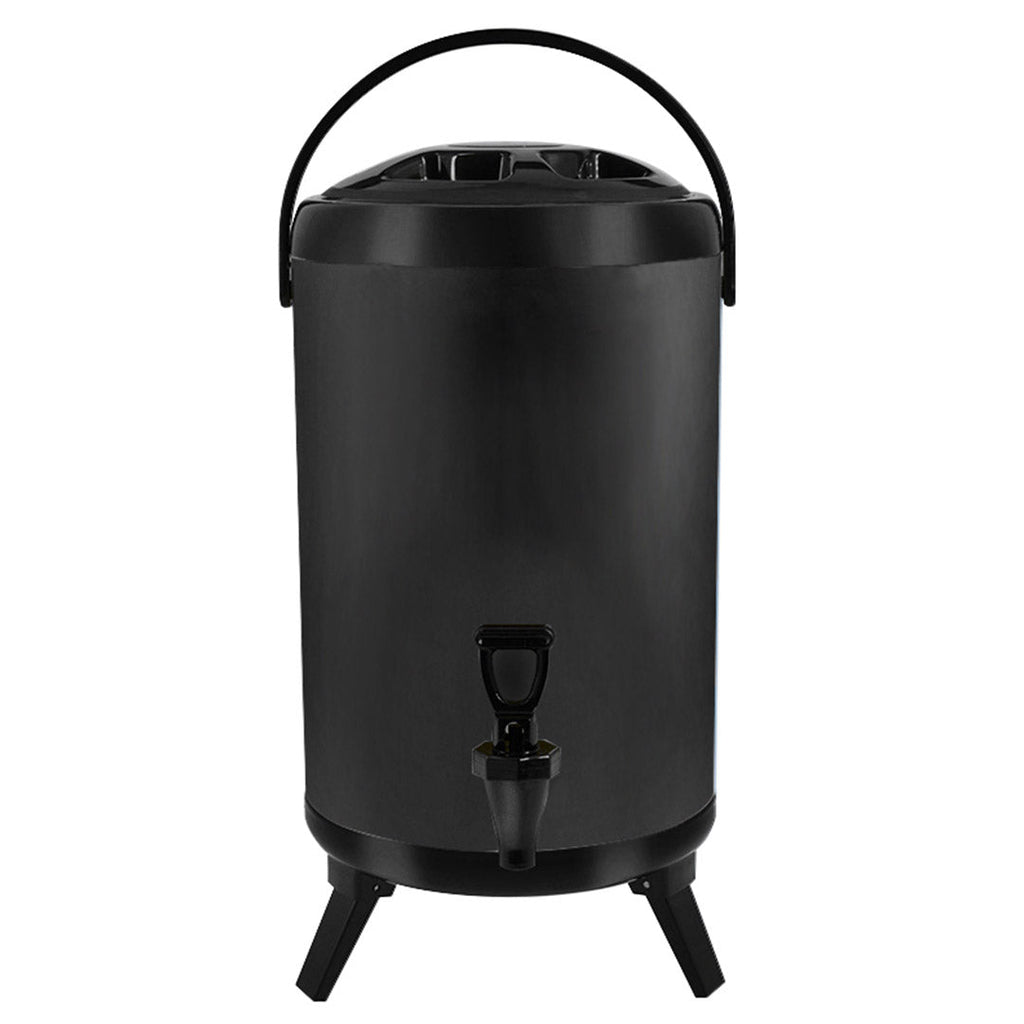 SOGA 3.7 Gal Stainless Steel Insulated Milk Tea Barrel Hot and Cold Beverage Dispenser Container with Faucet Black