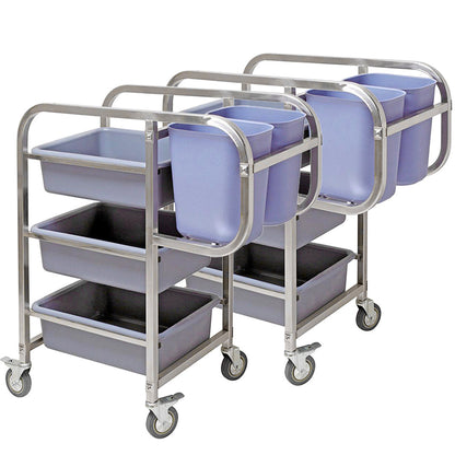 SOGA 2X 3 Tier Food Trolley Food Waste Cart Five Buckets Kitchen Food Utility 82x43x92cm Square