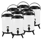 SOGA 8X 4.8 Gal Stainless Steel Insulated Milk Tea Barrel Hot and Cold Beverage Dispenser Container with Faucet White