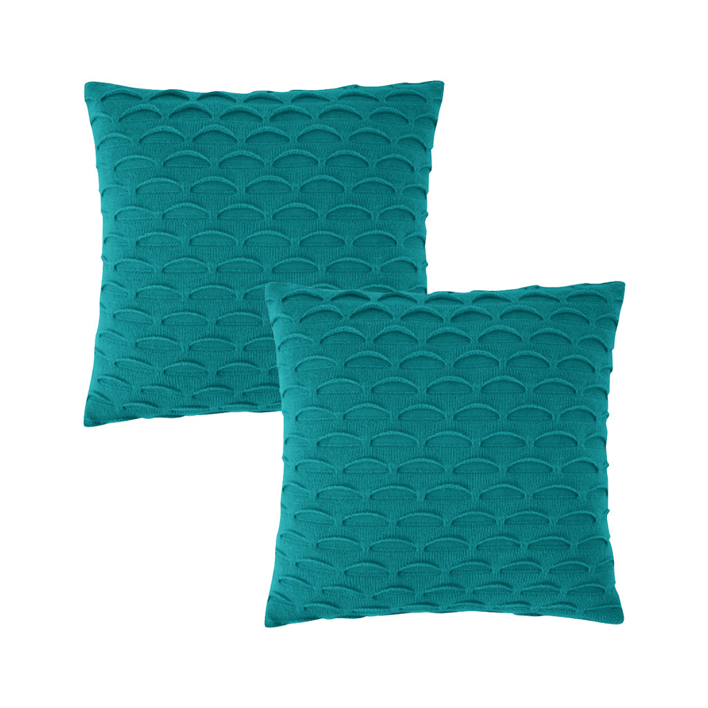 SOGA 2X 45cm Teal Green Scalloped Wave Pillowcase – Luxury Textured Cushion Covers for Coastal & Modern Home Décor