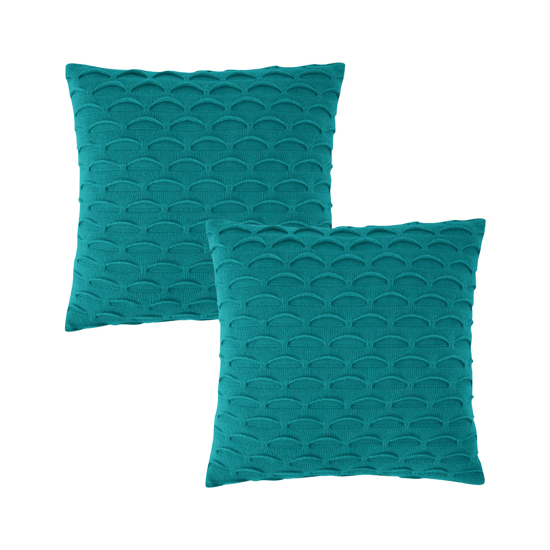 SOGA 2X 45cm Teal Green Scalloped Wave Pillowcase – Luxury Textured Cushion Covers for Coastal & Modern Home Décor