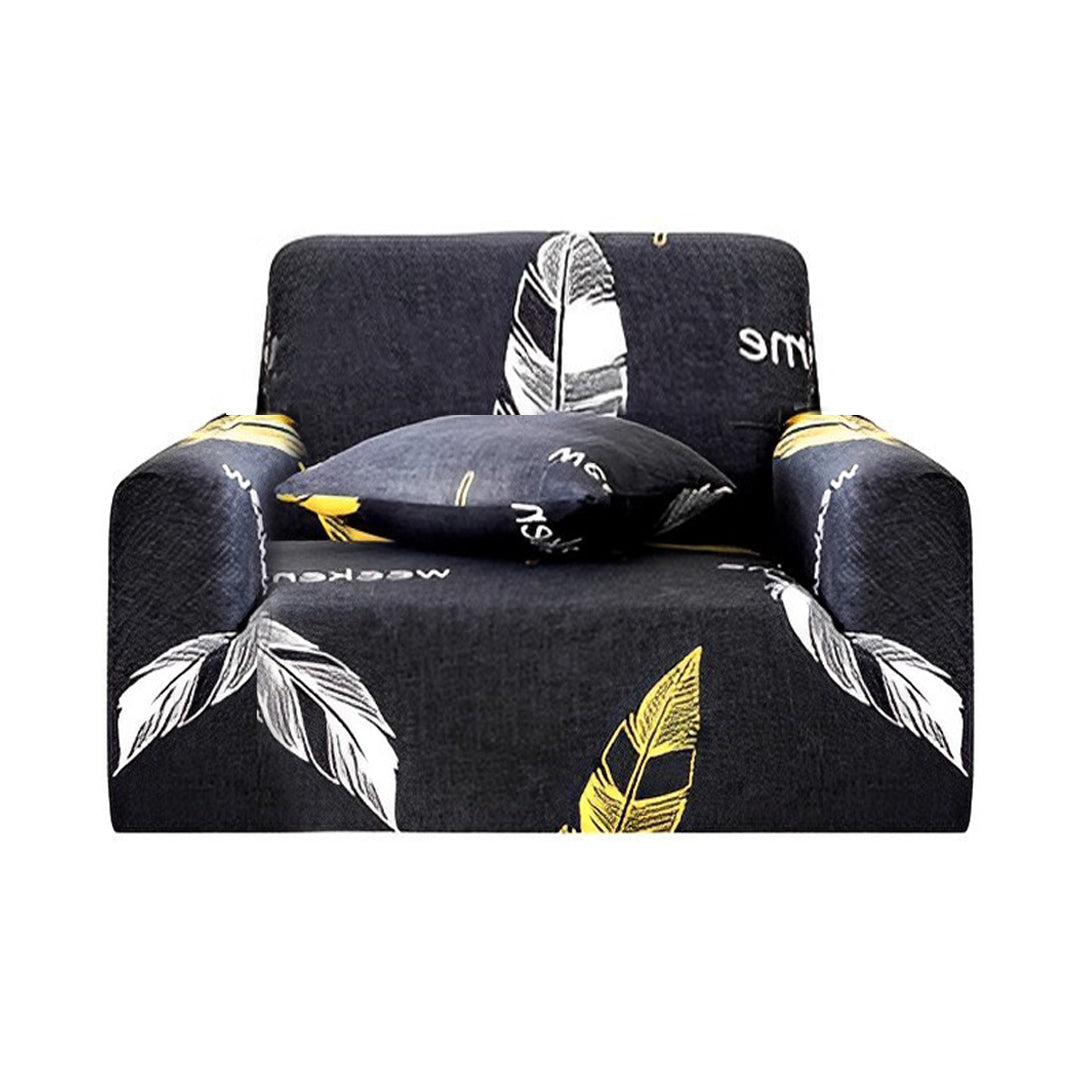 SOGA 1-Seater Feather Print Sofa Cover Couch Protector High Stretch Lounge Slipcover Home Decor