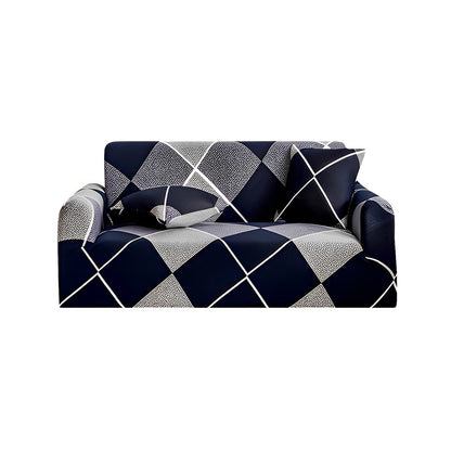 SOGA 2-Seater Checkered Sofa Cover Couch Protector High Stretch Lounge Slipcover Home Decor