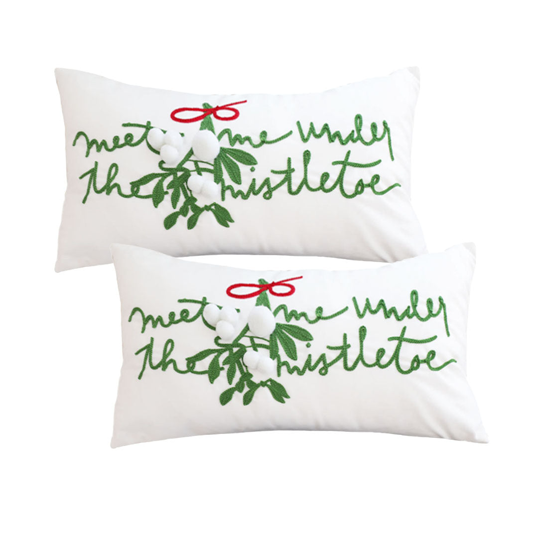 SOGA 2X 45cm Embroidered Christmas Pillowcase – Festive Elegance in White