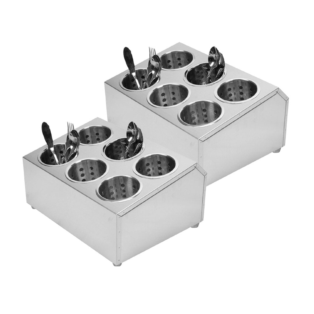 SOGA 2X 18/10 Stainless Steel Commercial Conical Utensils Cutlery Holder with 6 Holes