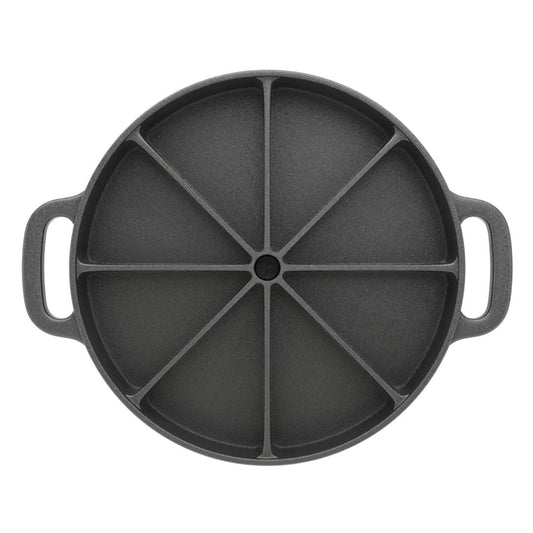 SOGA 21.5CM Round Cast Iron Baking Wedge Pan Cornbread Cake 8-Slice Baking Dish with Handle