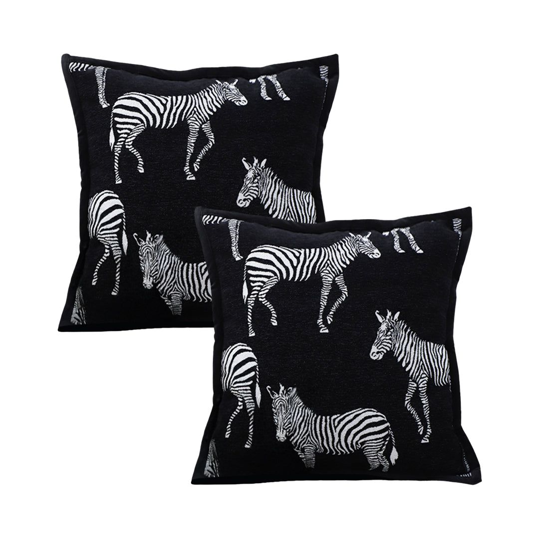 SOGA Set of 2 – 45cm Wildlife Zebra Scene Decorative Pillow Covers, Black & White Cushion Covers
