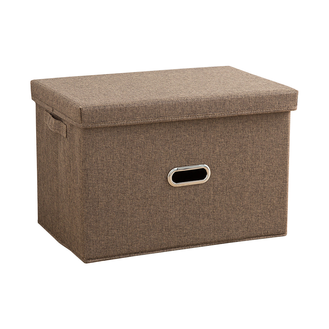 SOGA Coffee Small Foldable Canvas Storage Box Cube Clothes Basket Organiser Home Decorative Box