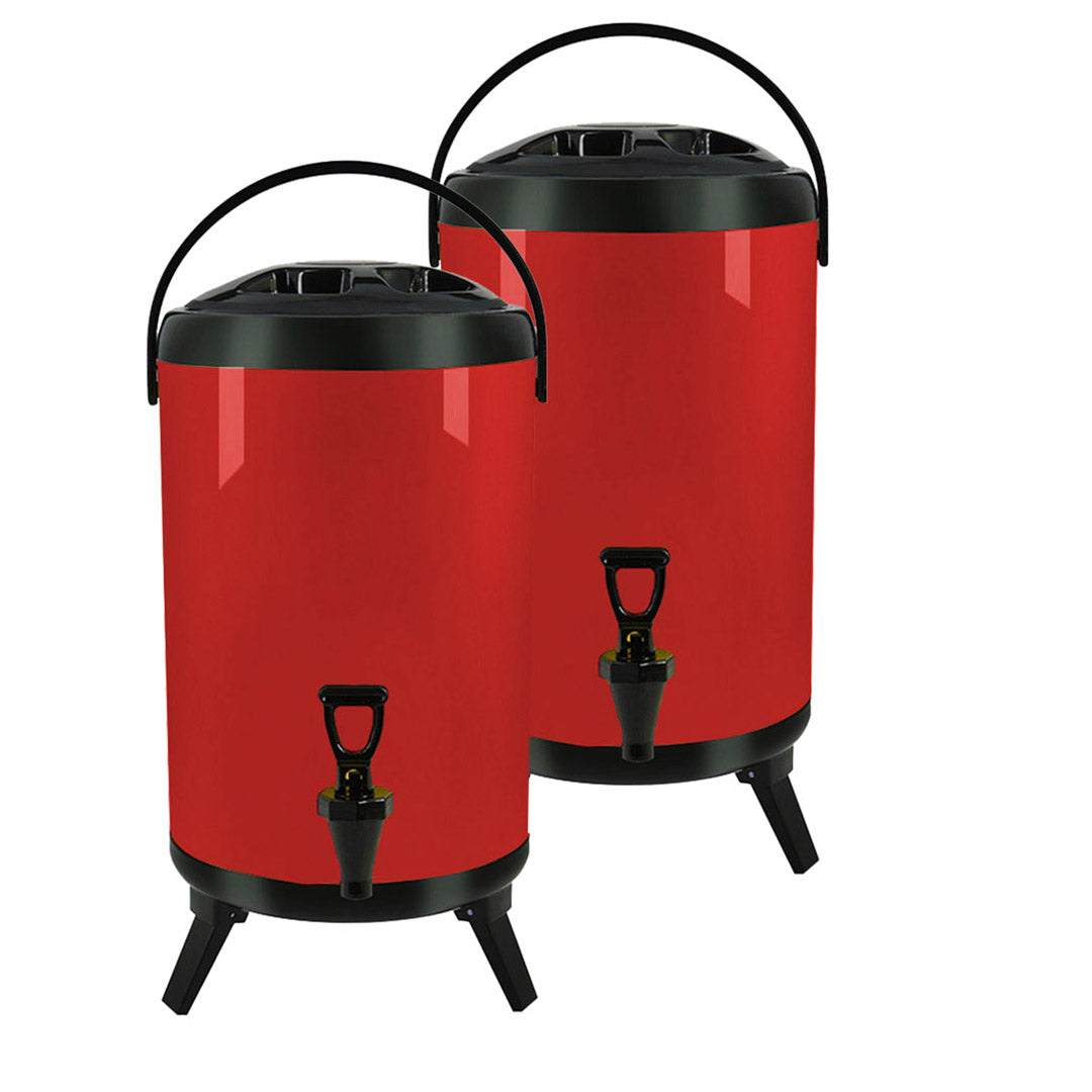 SOGA 2X 3.2 Gal Stainless Steel Insulated Milk Tea Barrel Hot and Cold Beverage Dispenser Container with Faucet Red
