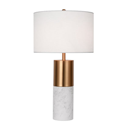 SOGA 60cm White Marble Bedside Modern Desk Table Lamp Living Room Shade with Cylinder Base