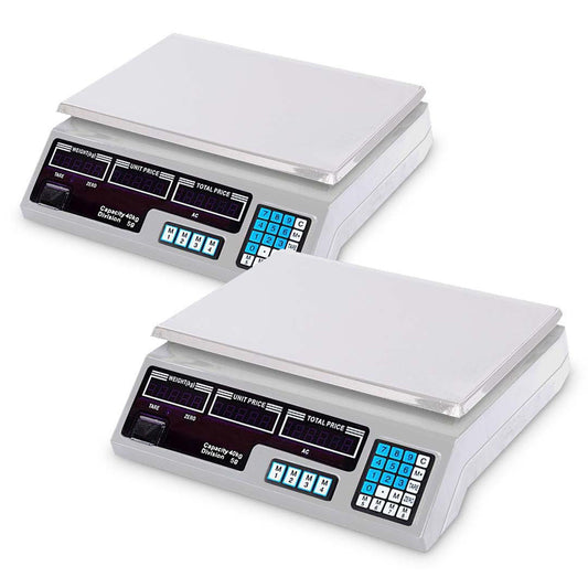 SOGA 2X 40kg Digital Commercial Kitchen Scales Shop Electronic Weight Scale Food White