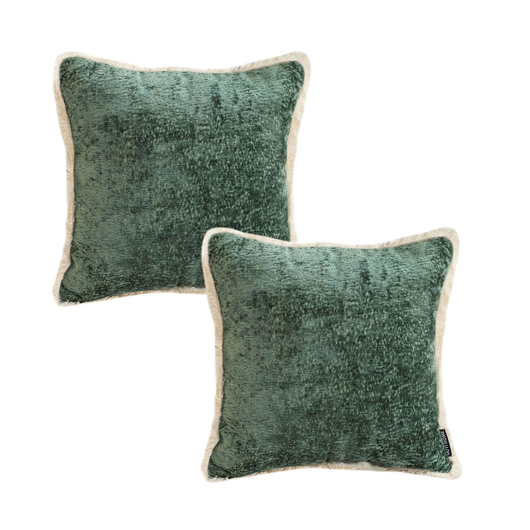SOGA 2X 45cm Emerald Velvet Fringe Pillowcase