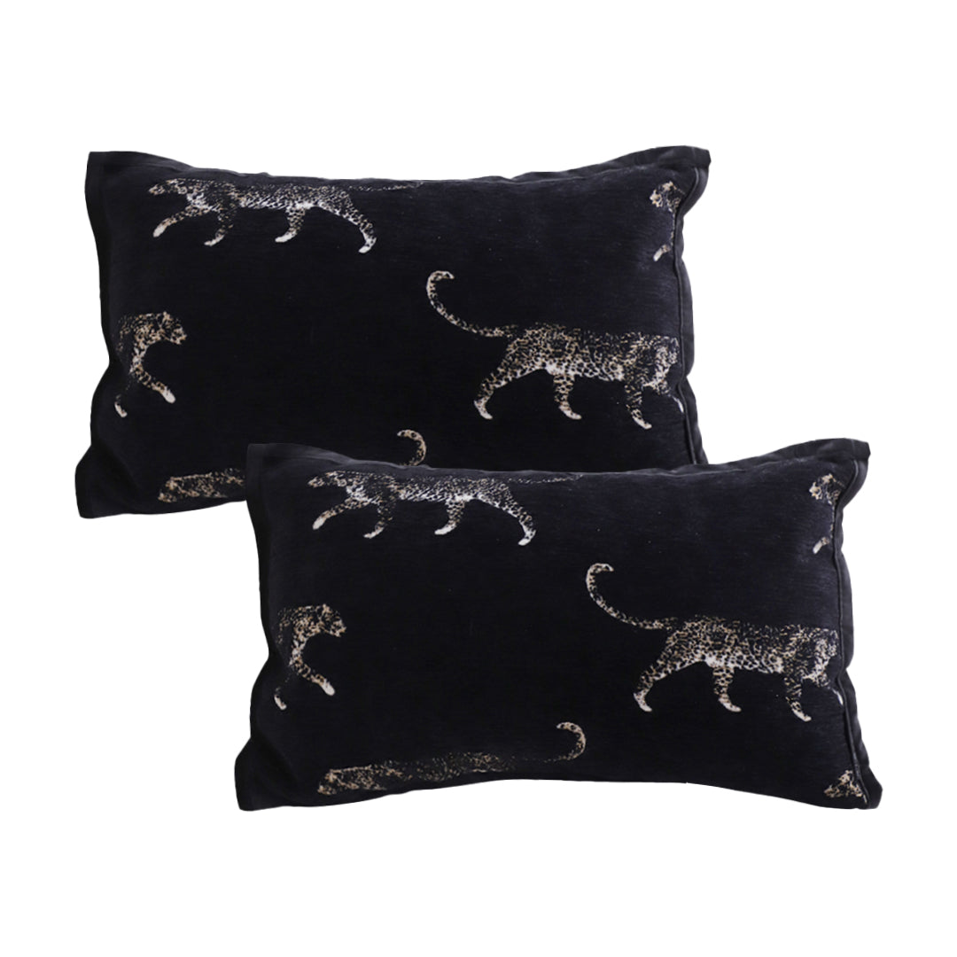 SOGA 2X 30x50cm Elegant Black Panther Embroidered Decorative Pillowcase