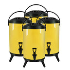 SOGA 4X 3.7 Gal Stainless Steel Insulated Milk Tea Barrel Hot and Cold Beverage Dispenser Container with Faucet Yellow