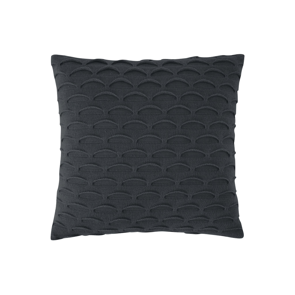 SOGA 45cm Scalloped Wave Pillowcase (Charcoal Gray)