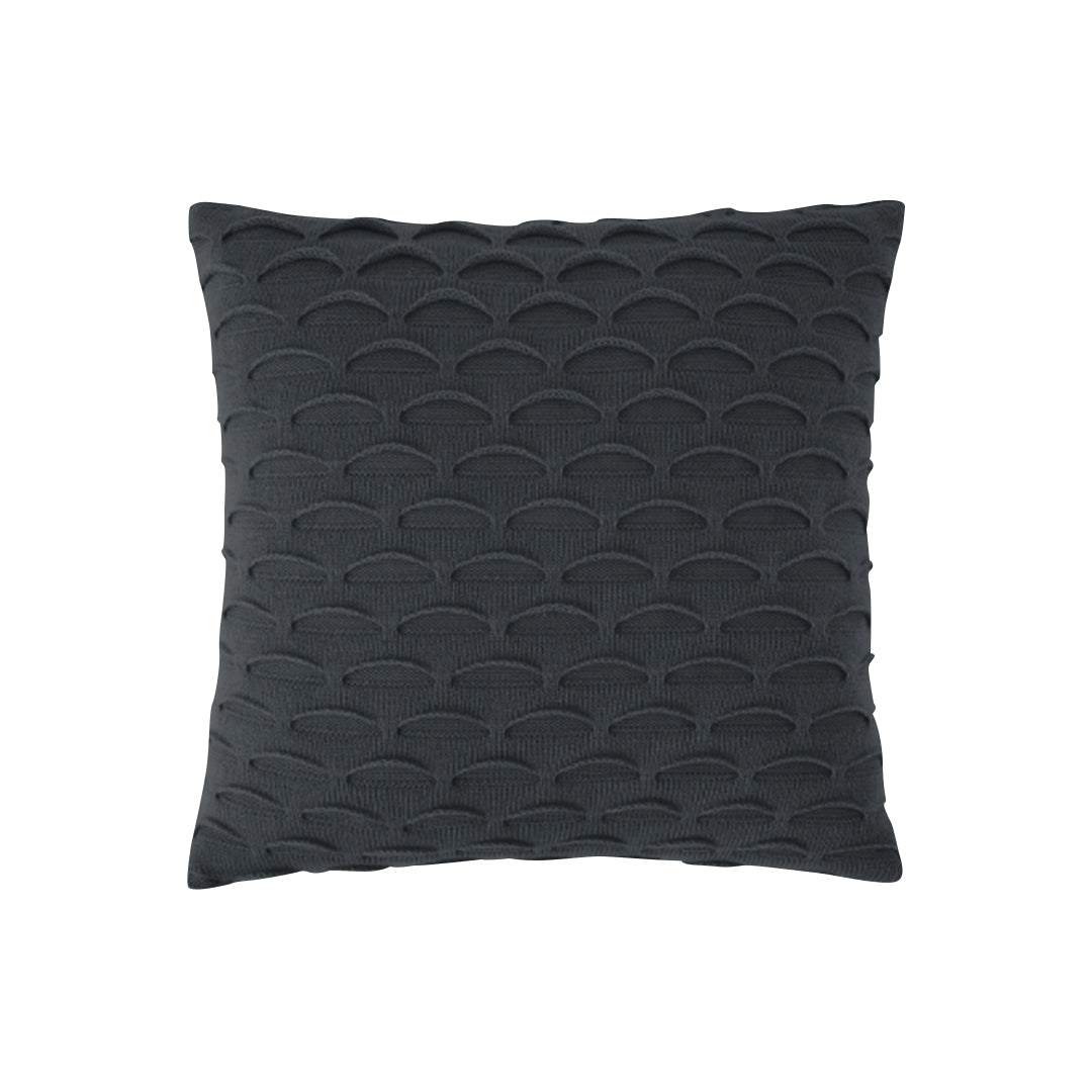 SOGA 45cm Scalloped Wave Pillowcase (Charcoal Gray)