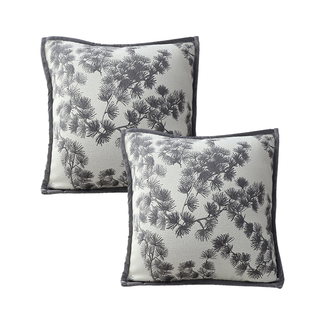 SOGA 2X 45cm Dark Gray Floral Pillowcase