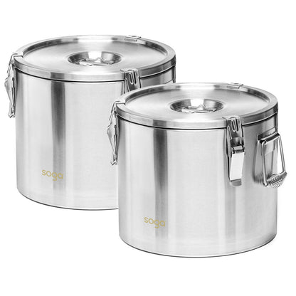 SOGA 2X 20L 304 Stainless Steel Insulated Food Carrier Warmer Container