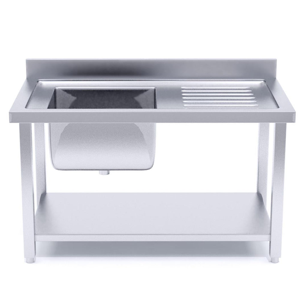 SOGA Stainless Steel Work Bench Sink Commercial Restaurant Kitchen Food Prep Table 140*70*85cm