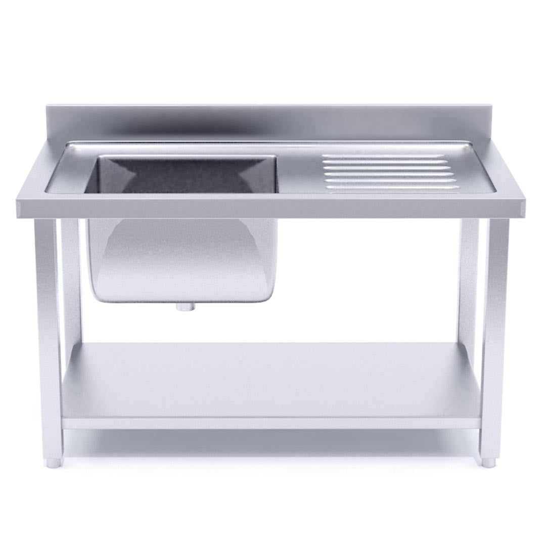 SOGA Stainless Steel Work Bench Sink Commercial Restaurant Kitchen Food Prep Table 140*70*85cm