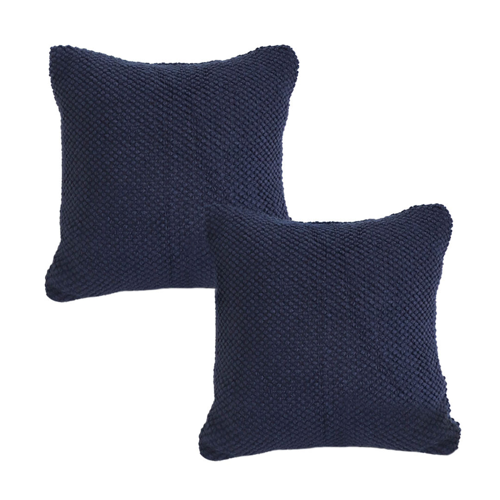 SOGA 2-Pack 45cm Textured Midnight Pillowcases – Modern Woven Cushion Covers for Sofa, Bed & Home Décor