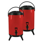 SOGA 2X 4.8 Gal Stainless Steel Insulated Milk Tea Barrel Hot and Cold Beverage Dispenser Container with Faucet Red