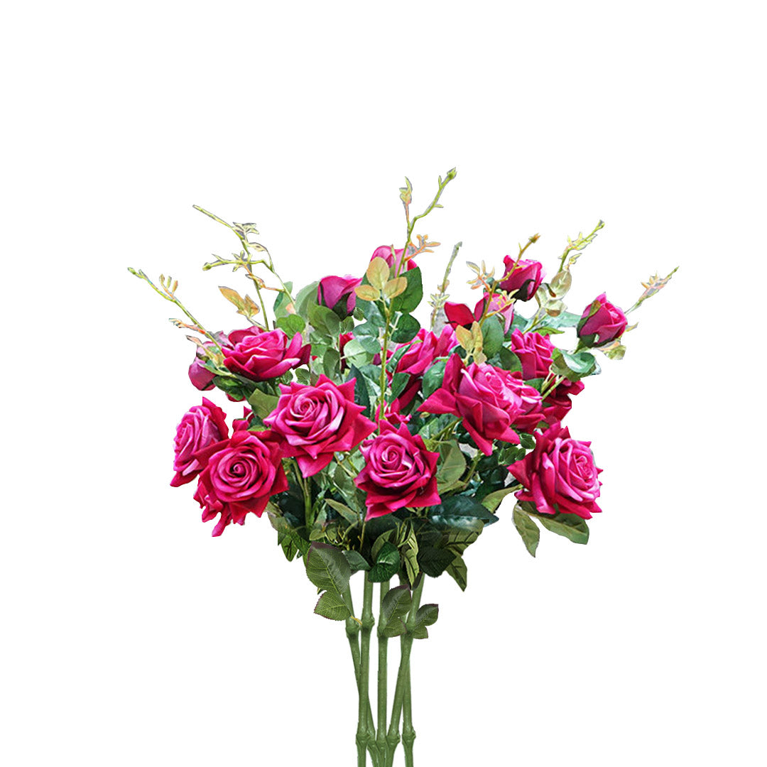 SOGA 8 Bunch Artificial Silk Rose 5 Heads Flower Fake Bridal Bouquet Table Decor Pink