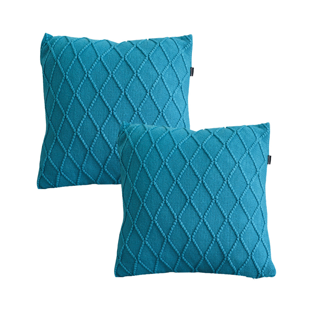 SOGA 2X 45cm Turquoise Diamond Knit Pillowcases – Soft Decorative Cushion Covers for Sofa, Bed & Home Décor