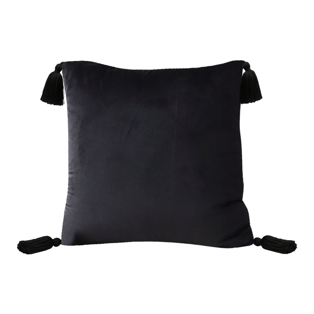 SOGA 45cm Black Velvet Butterfly Tassel Pillowcase – Vintage Accent