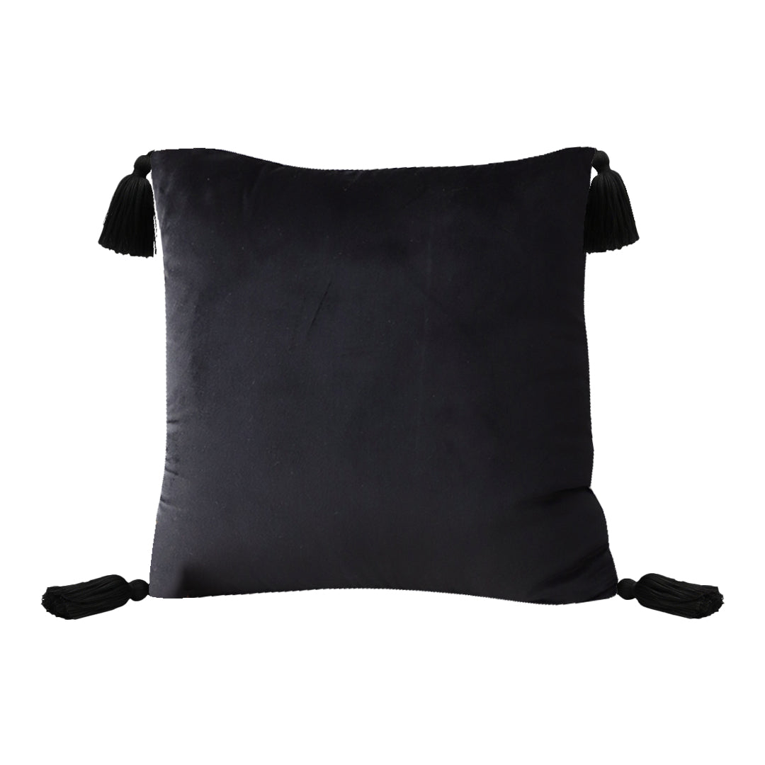 SOGA 45cm Black Velvet Butterfly Tassel Pillowcase – Vintage Accent