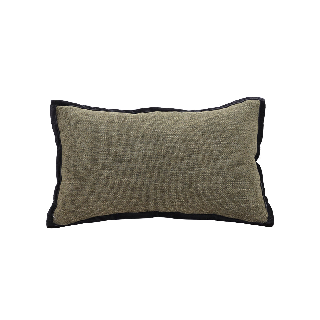 SOGA 30x50cm Versatile Olive Green Lumbar Pillowcase with Black Border