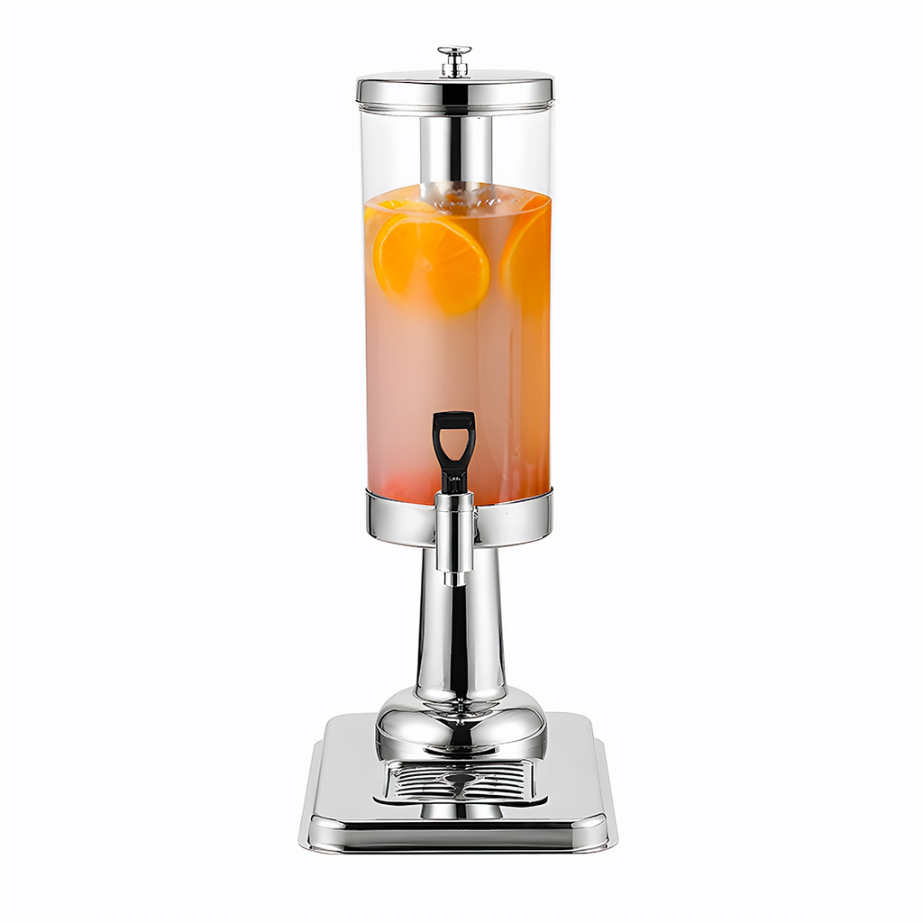 SOGA Single 3L Silver Stainless Steel Beverage Dispenser Ice Cylinder Clear Juicer Hot Cold Water Jug
