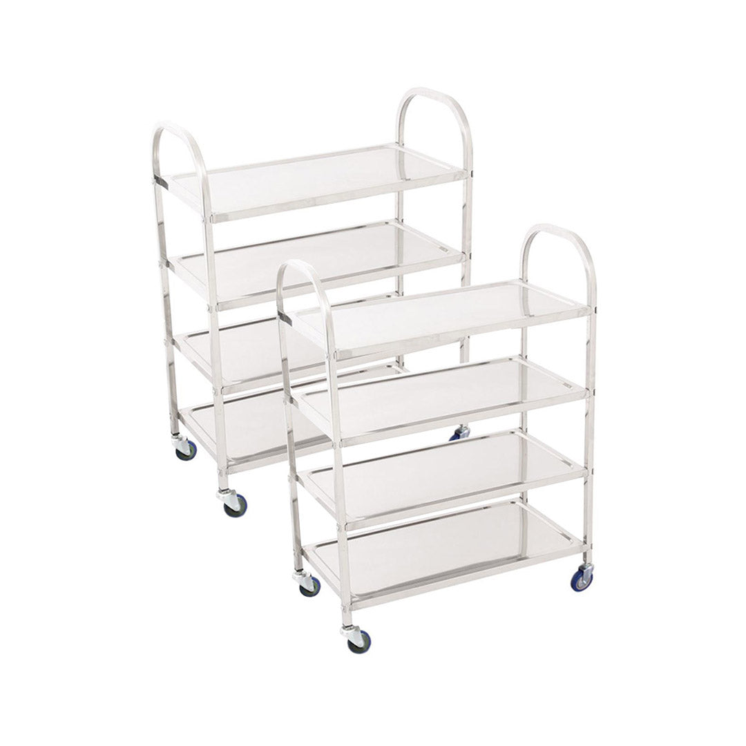 SOGA 2X 4 Tier Stainless Steel Kitchen Dinning Food Cart Trolley Utility Size Square Medium