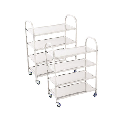 SOGA 2X 4 Tier Stainless Steel Kitchen Dinning Food Cart Trolley Utility Size Square Medium