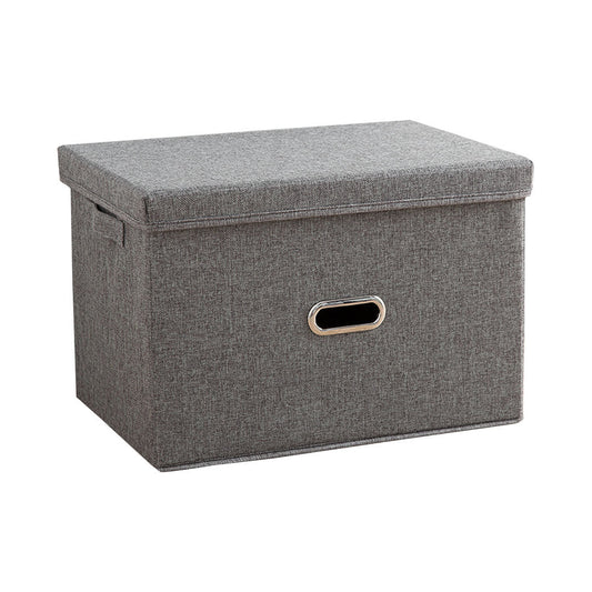 SOGA Grey Super Large Foldable Canvas Storage Box Cube Clothes Basket Organiser Home Decorative Box