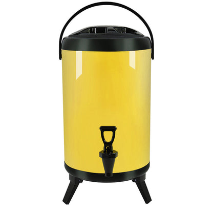 SOGA 14L Stainless Steel Insulated Milk Tea Barrel Hot and Cold Beverage Dispenser Container with Faucet Yellow