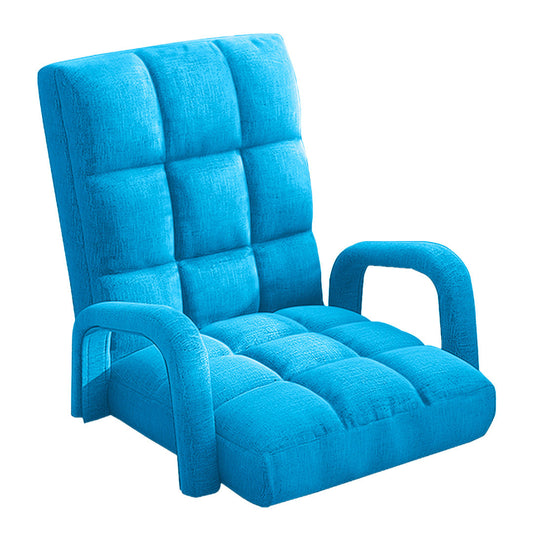 SOGA  Foldable Lounge Cushion Adjustable Floor Lazy Recliner Chair with Armrest Blue