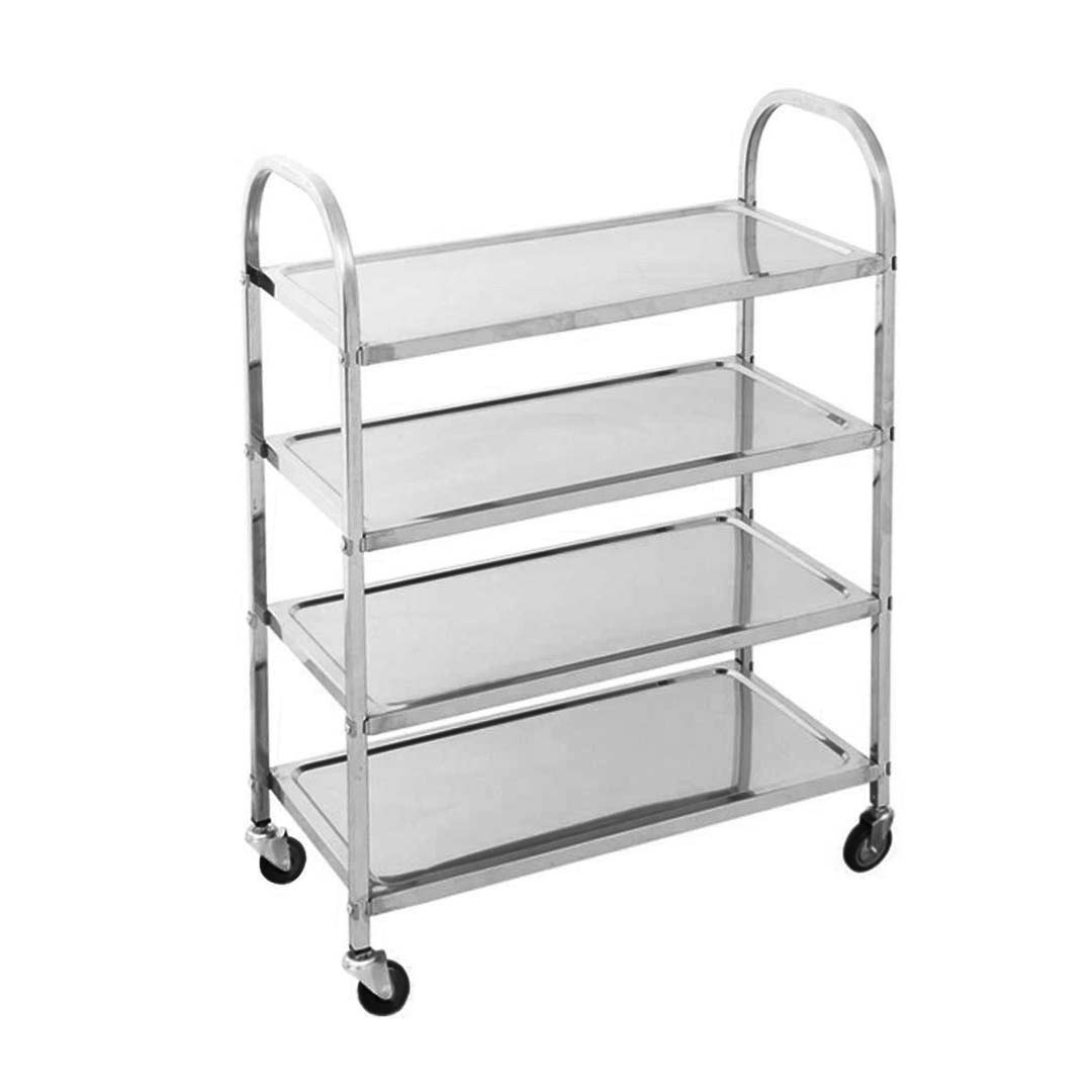 SOGA 4 Tier Stainless Steel Kitchen Dining Food Cart Trolley Utility 950x500x1220