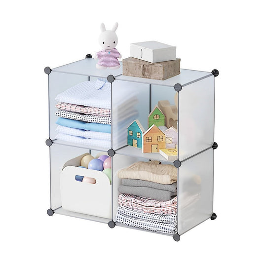 SOGA 4-Cube Transparent Shelf Box Portable Cubby DIY Storage Shelves Modular Closet Organiser