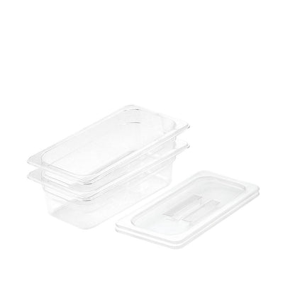 SOGA 100mm Clear Gastronorm GN Pan 1/3 Food Tray Storage Bundle of 2 with Lid