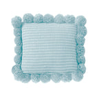SOGA 45cm Light Blue Ribbed Pillow Cover with Pom Poms
