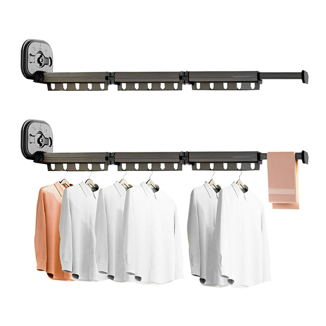 SOGA 2X 127.5cm Wall-Mounted Clothing Dry Rack Retractable Space-Saving Foldable Hanger