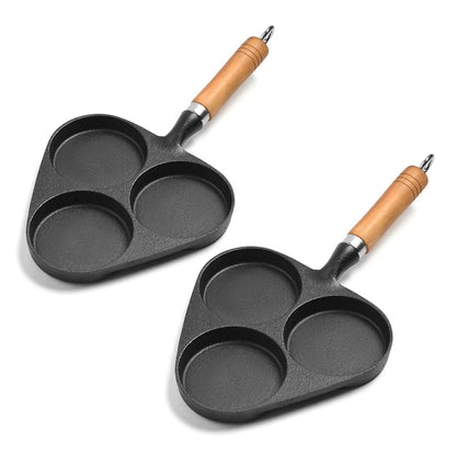 SOGA 2X 3 Mold Cast Iron Breakfast Fried Egg Pancake Omelette Fry Pan