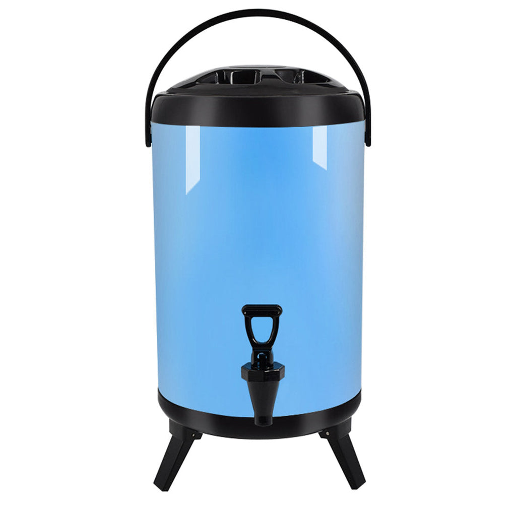 SOGA 4.8 Gal Stainless Steel Insulated Milk Tea Barrel Hot and Cold Beverage Dispenser Container with Faucet Blue