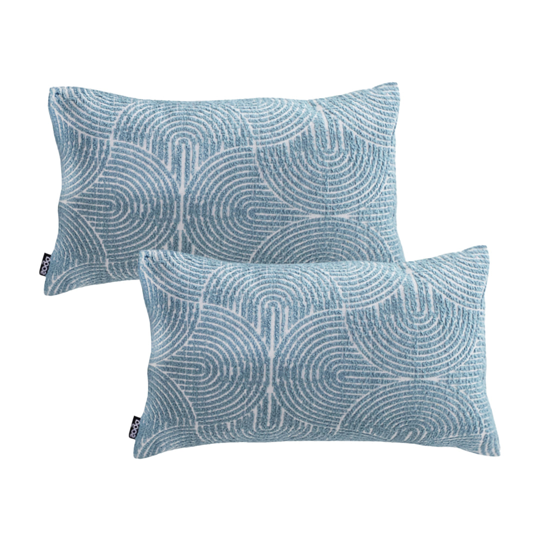 SOGA 2X 30x50cm Blue Geometric Lumbar Pillowcase for Indoor & Outdoor Home Decor