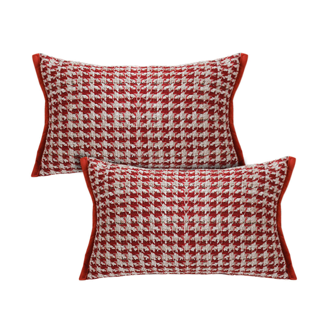 SOGA 2X 30x50cm Cozy Textured Red & White Pillowcase