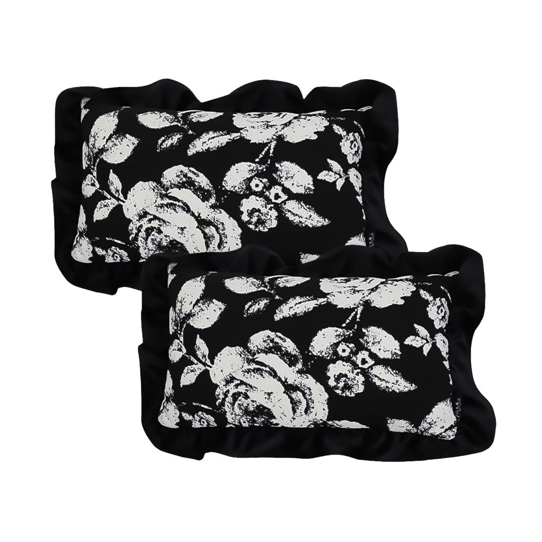 SOGA 2X 45cm  Elegant Black & White Cushion Cover with Tassels