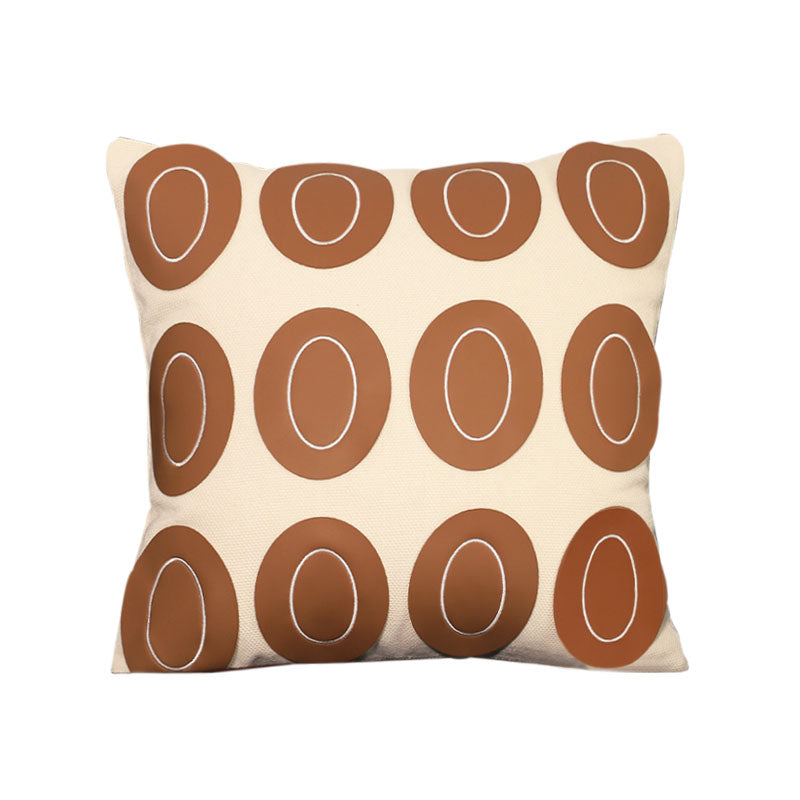 SOGA 45cm Modern Cream Brown Oval Pattern Textured Pillowcase